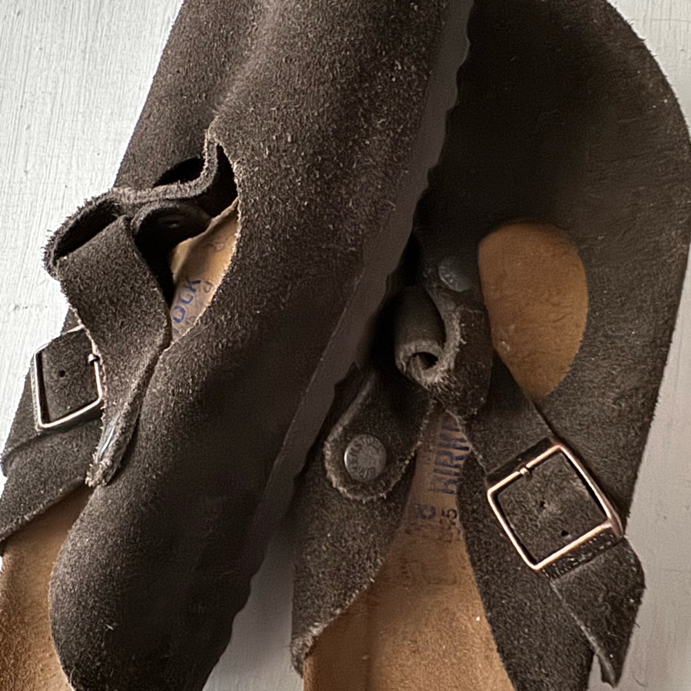 Birkenstock Black Suede Clogs with Buckle - Picture 4 of 7